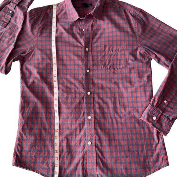 GAP Men's Red and Blue Plaid Button Down Shirt - Picture 3 of 6